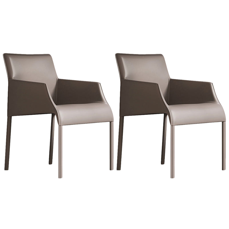 Contemporary Leather Dining Chair Parsons Chair in Matte Finish Indoor