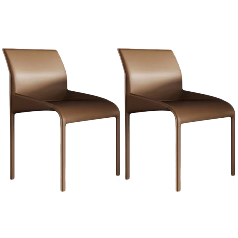 Contemporary Leather Dining Chair Parsons Chair in Matte Finish Indoor