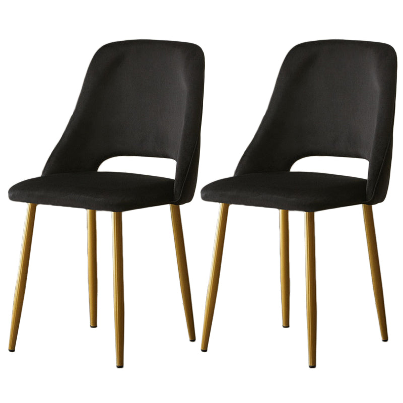 Open Back Dining Side Chair Velvet Upholstered Side Chair with Gold Legs