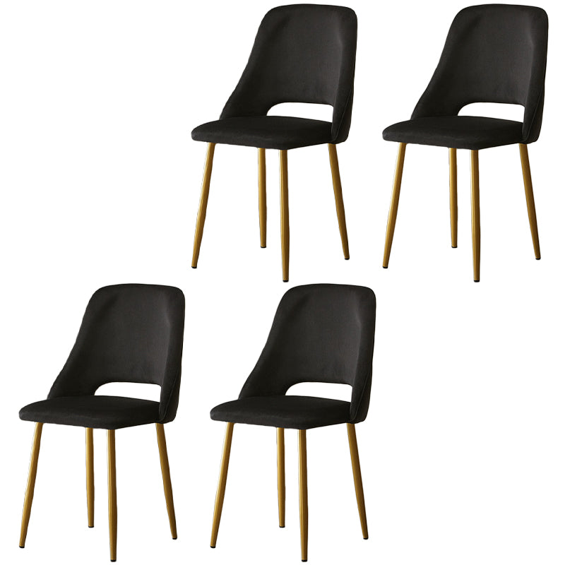 Open Back Dining Side Chair Velvet Upholstered Side Chair with Gold Legs