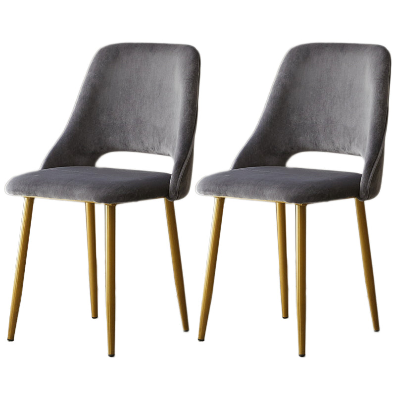 Open Back Dining Side Chair Velvet Upholstered Side Chair with Gold Legs