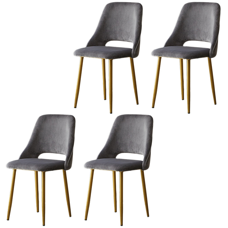 Open Back Dining Side Chair Velvet Upholstered Side Chair with Gold Legs