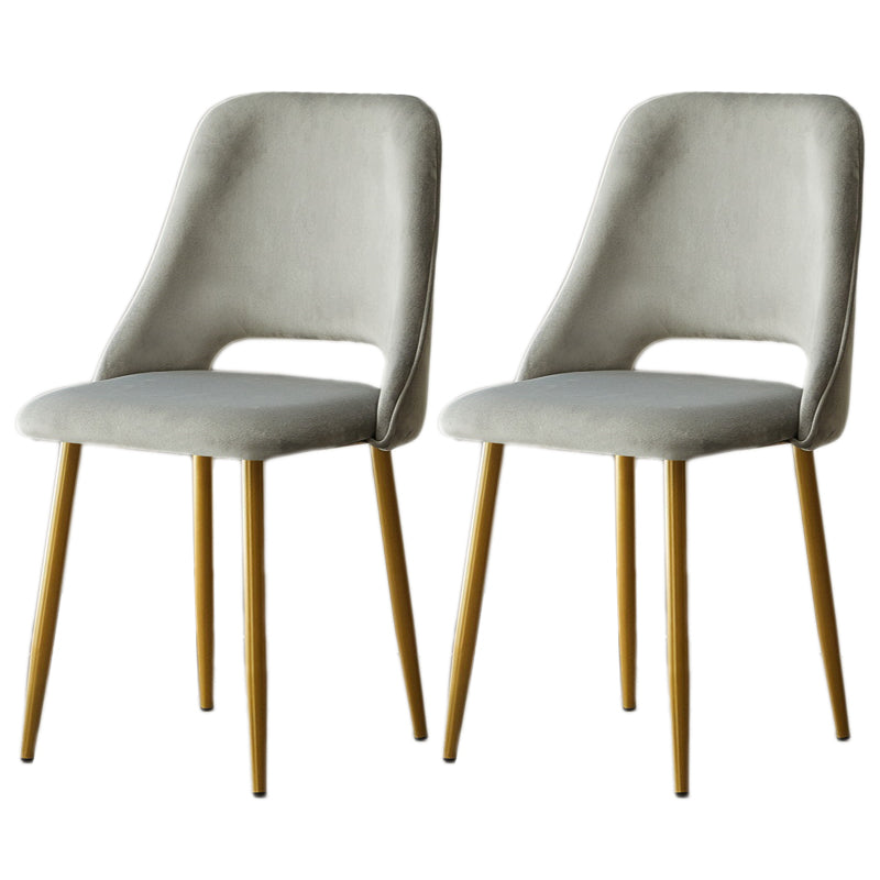 Open Back Dining Side Chair Velvet Upholstered Side Chair with Gold Legs