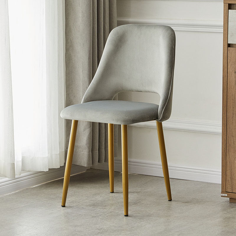 Open Back Dining Side Chair Velvet Upholstered Side Chair with Gold Legs