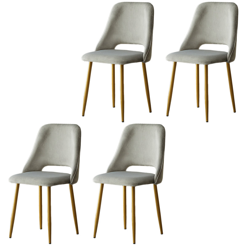 Open Back Dining Side Chair Velvet Upholstered Side Chair with Gold Legs