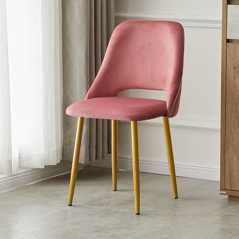 Open Back Dining Side Chair Velvet Upholstered Side Chair with Gold Legs