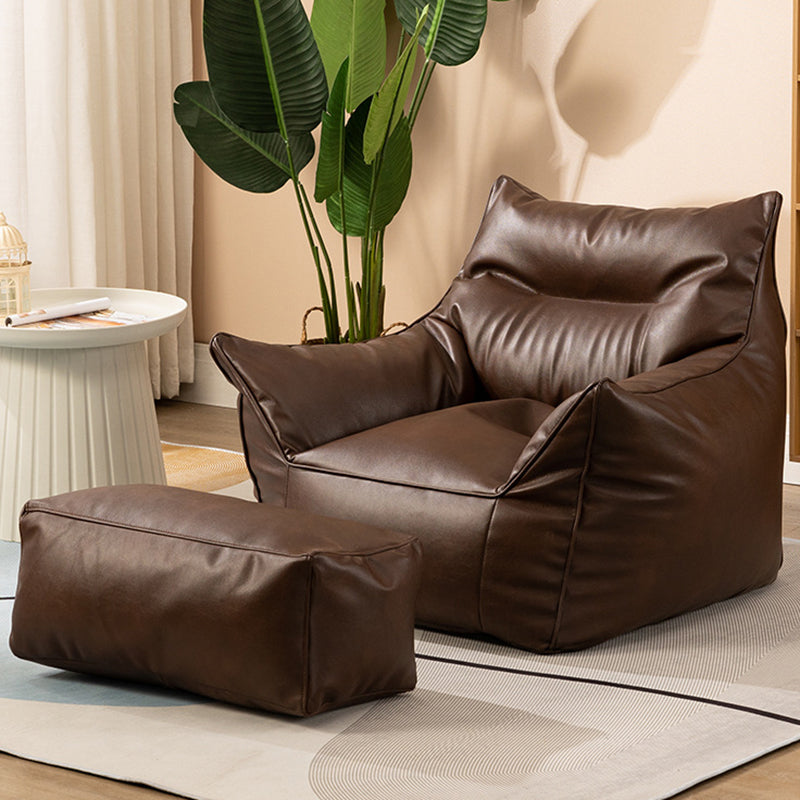 Bonded Leather Lounge Accent Chair with Flared Arms for Living Room