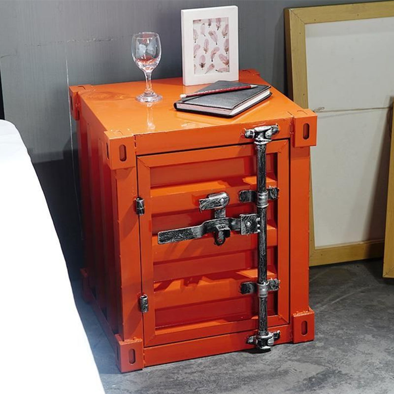 Industrial Rectangular Bedside Cabinet Metal Night Table with Storage