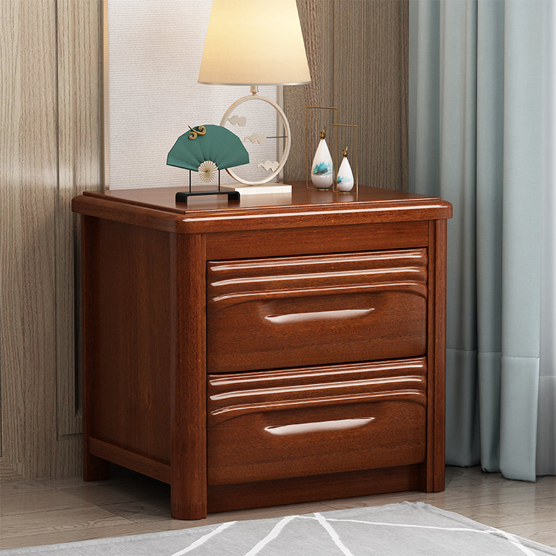 Traditional Solid Wood Nightstand 20" Tall Night Table with 2 Drawers