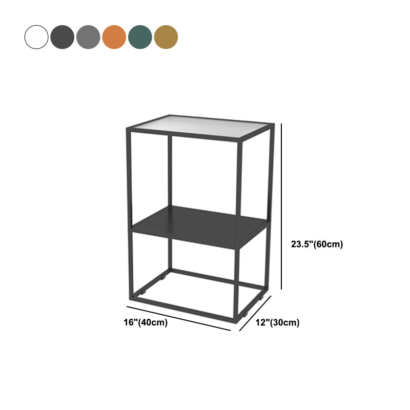 Contemporary Open Storage Nightstand  Metal Night Table with Shelves