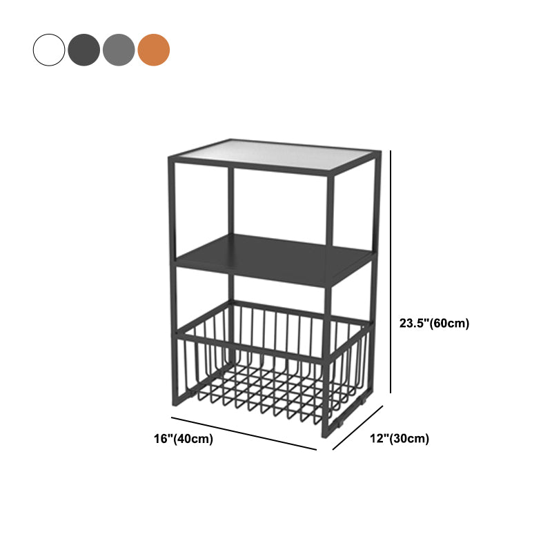 Contemporary Open Storage Nightstand  Metal Night Table with Shelves