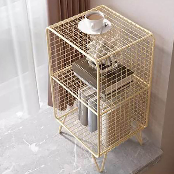Metal Nightstand with Legs Glam Night Table with Shelves in Silver/Gold/Black
