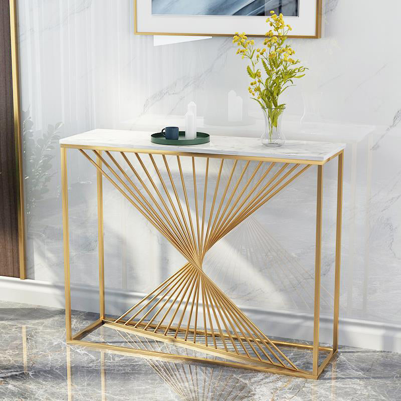 Glam Scratch Resistant Stain Resistant Rectangle Marble Frame Console