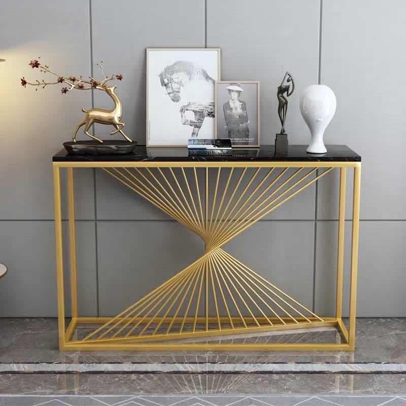 Glam Scratch Resistant Stain Resistant Rectangle Marble Frame Console