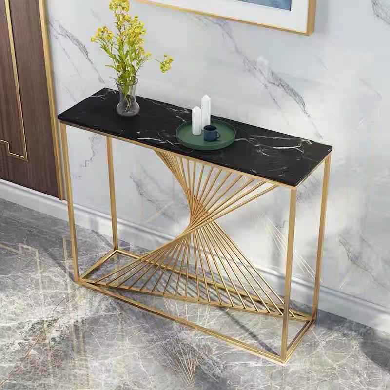 Glam Scratch Resistant Stain Resistant Rectangle Marble Frame Console