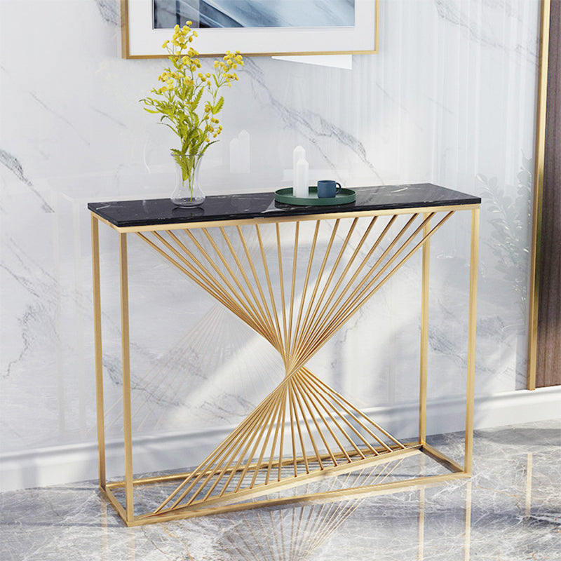 Glam Scratch Resistant Stain Resistant Rectangle Marble Frame Console