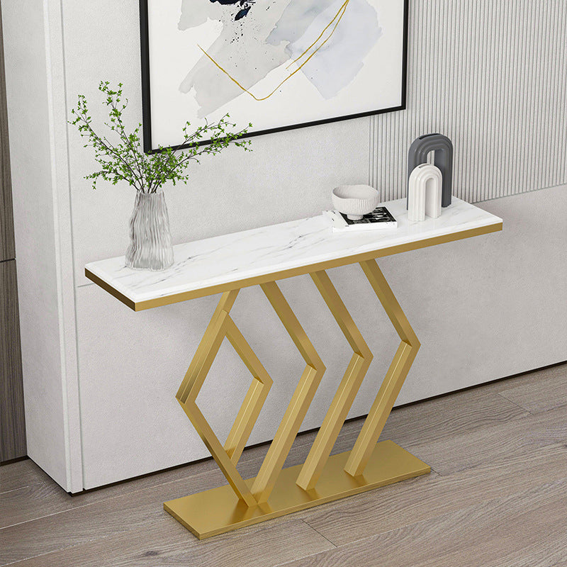 Marble Top Accent Table with Pedestal Base Console Accent Table