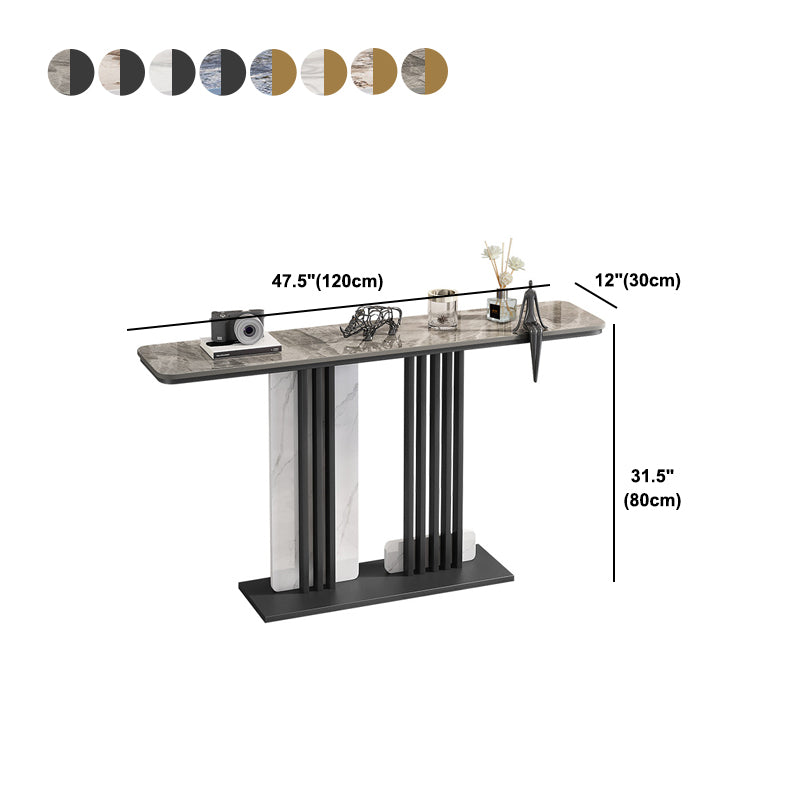 Scratch Resistant Rectangle Stone Console Table Ironcraft Frame Accent Table for Hall