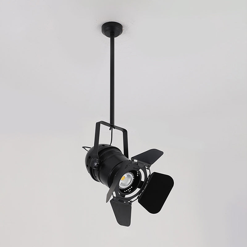 Black 1 Light Spotlight Art Deco Metallic Camera Shaped Hanging Pendant Lamp for Coffee House