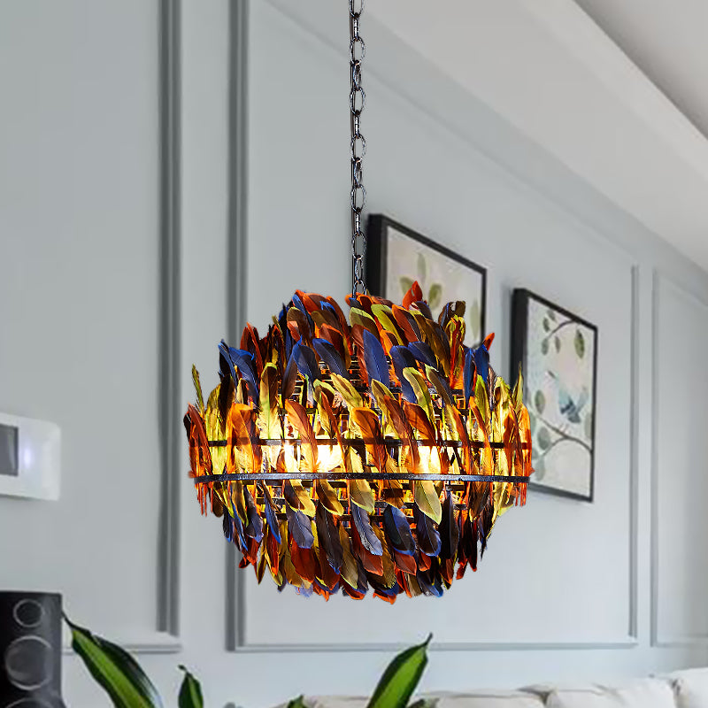 Chandelier Blue Blue Plafond Cage 4-LIGHT SUSPENSION INDUSTRIE