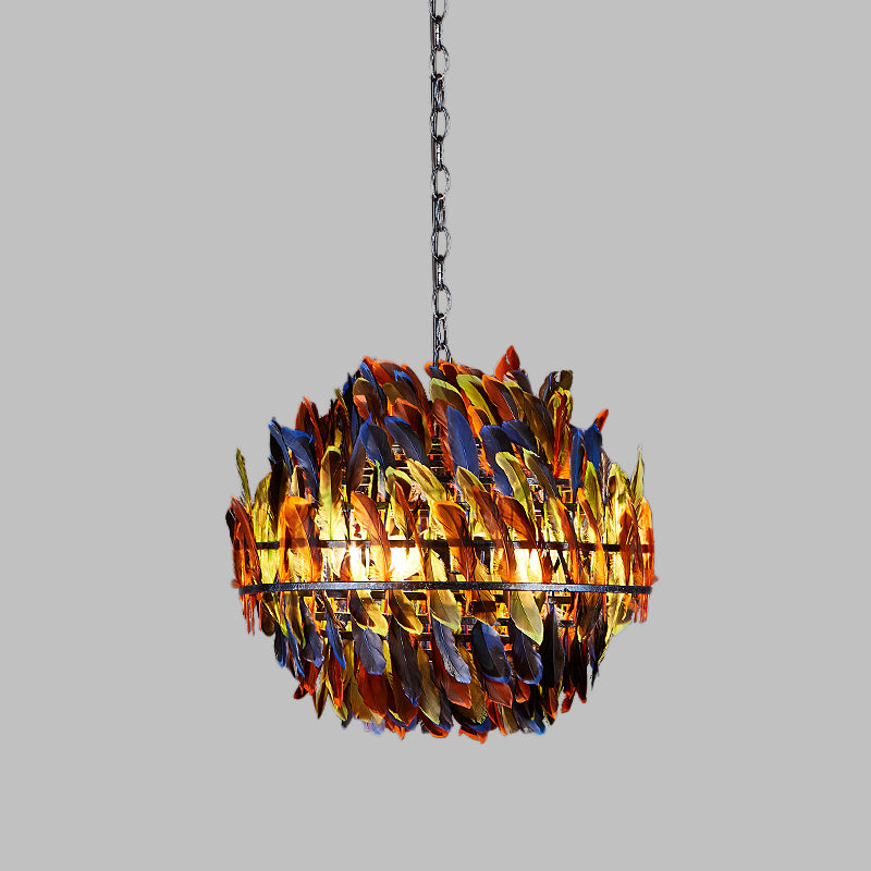 Chandelier Blue Blue Plafond Cage 4-LIGHT SUSPENSION INDUSTRIE