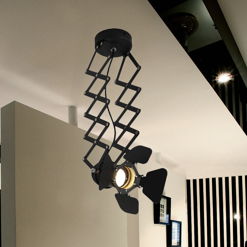 Accensione semifulta a filo a filo a 1 testa Vintage Black Metallic Spotlight Flush Affermazione con asta telescopica