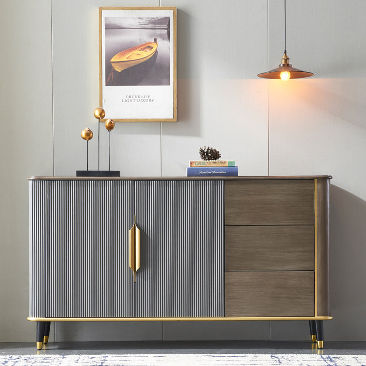 35.43"H Sideboard Glam Style Dining Server with 3 Drawers for Kitchen and Living Room