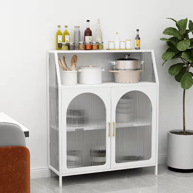 Glass Door Iron Sideboard Modern Server Cabinet with Storage for Dining Room Kitchen