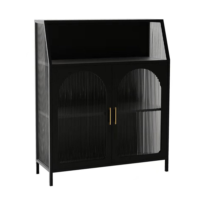 Glass Door Iron Sideboard Modern Server Cabinet with Storage for Dining Room Kitchen