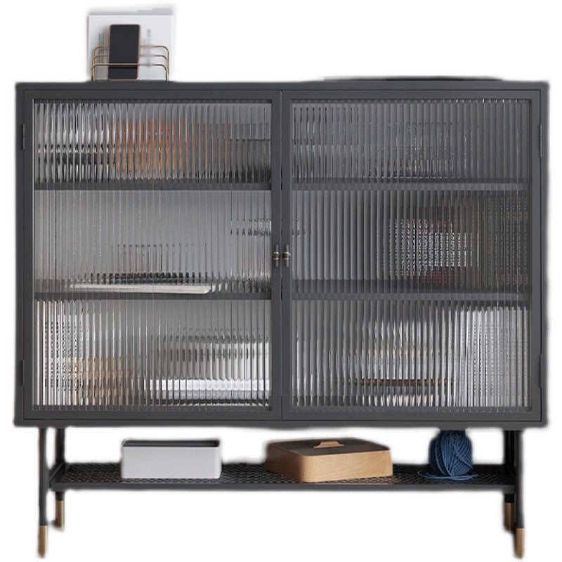 Iron Living Room Sideboard Cabinet Modern Server Cabinet with Storage and Glass Door