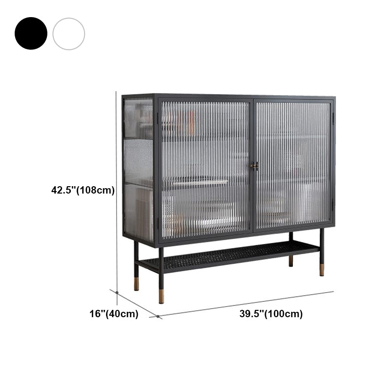 Iron Living Room Sideboard Cabinet Modern Server Cabinet with Storage and Glass Door