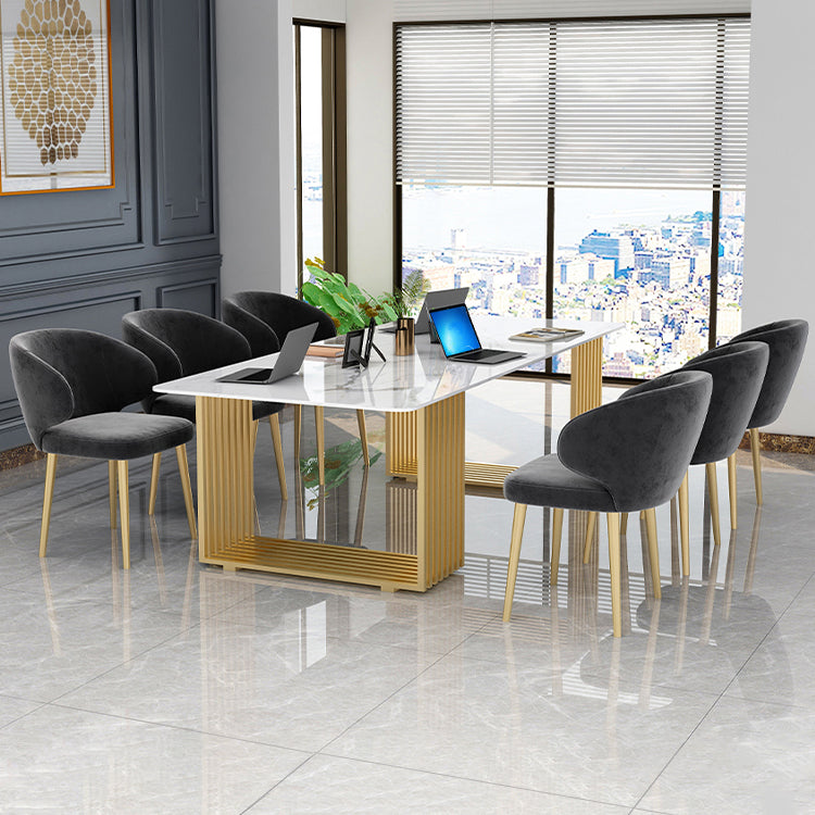 Curved Meeting Table Office Artificial Marble Luxury Writing Desk