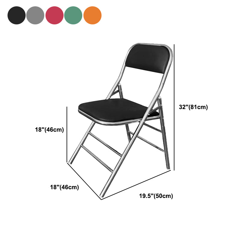 Stainless Steel Frame Conference Chair Armless Leather Back and Seat Chair