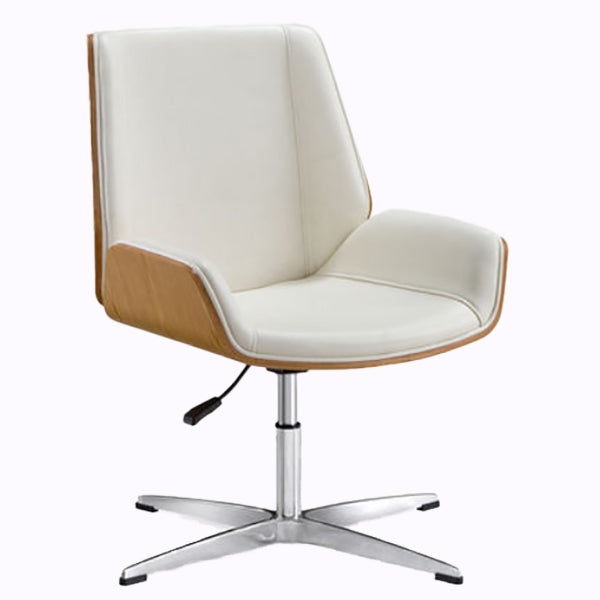 Mid Back Armless Desk Chair Modern Faux Leather Swivel Task Chair