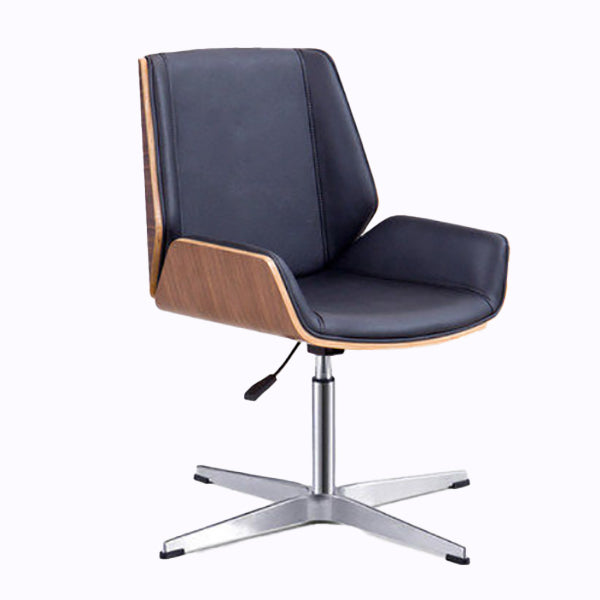 Mid Back Armless Desk Chair Modern Faux Leather Swivel Task Chair