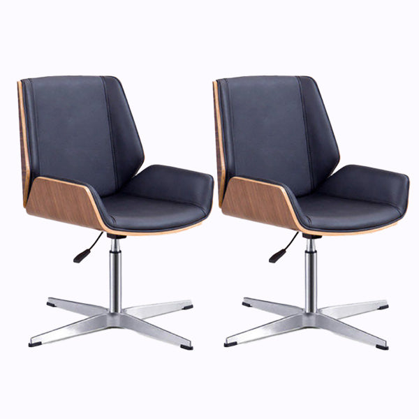 Mid Back Armless Desk Chair Modern Faux Leather Swivel Task Chair