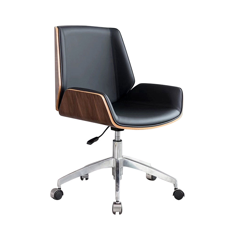 Mid Back Armless Desk Chair Modern Faux Leather Swivel Task Chair