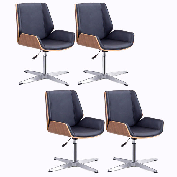 Mid Back Armless Desk Chair Modern Faux Leather Swivel Task Chair