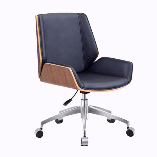 Mid Back Armless Desk Chair Modern Faux Leather Swivel Task Chair