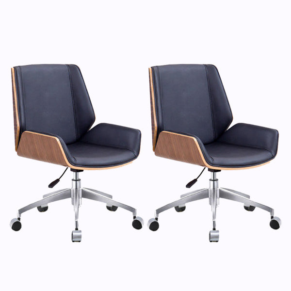 Mid Back Armless Desk Chair Modern Faux Leather Swivel Task Chair