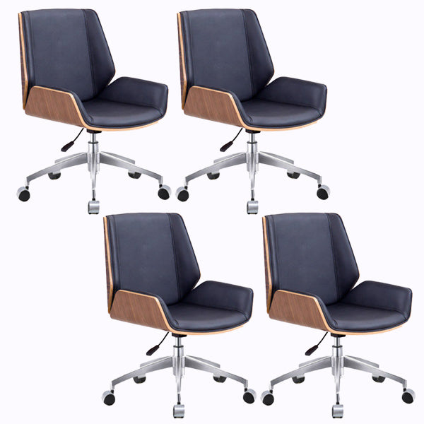 Mid Back Armless Desk Chair Modern Faux Leather Swivel Task Chair