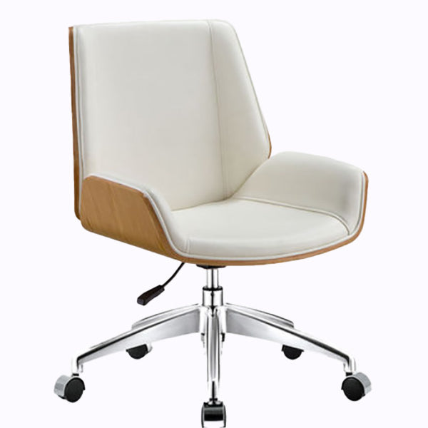 Mid Back Armless Desk Chair Modern Faux Leather Swivel Task Chair