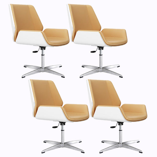 Mid Back Armless Desk Chair Modern Faux Leather Swivel Task Chair