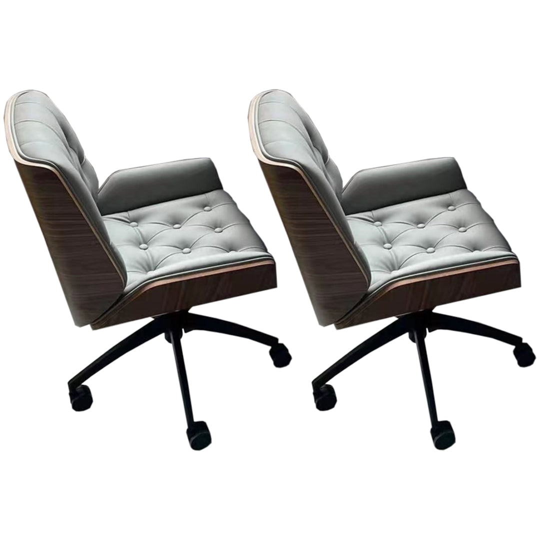 Mid Back Desk Chair Modern Faux Leather Armless Working Chair