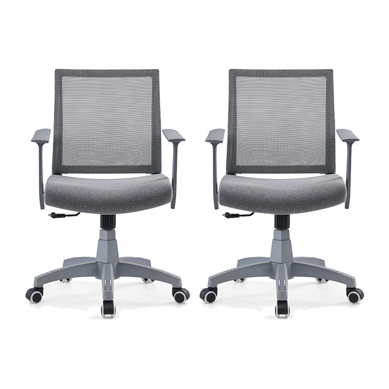 Mesh Mid Back Desk Chair Contemporary Fixed Arms Office Chair with Wheels