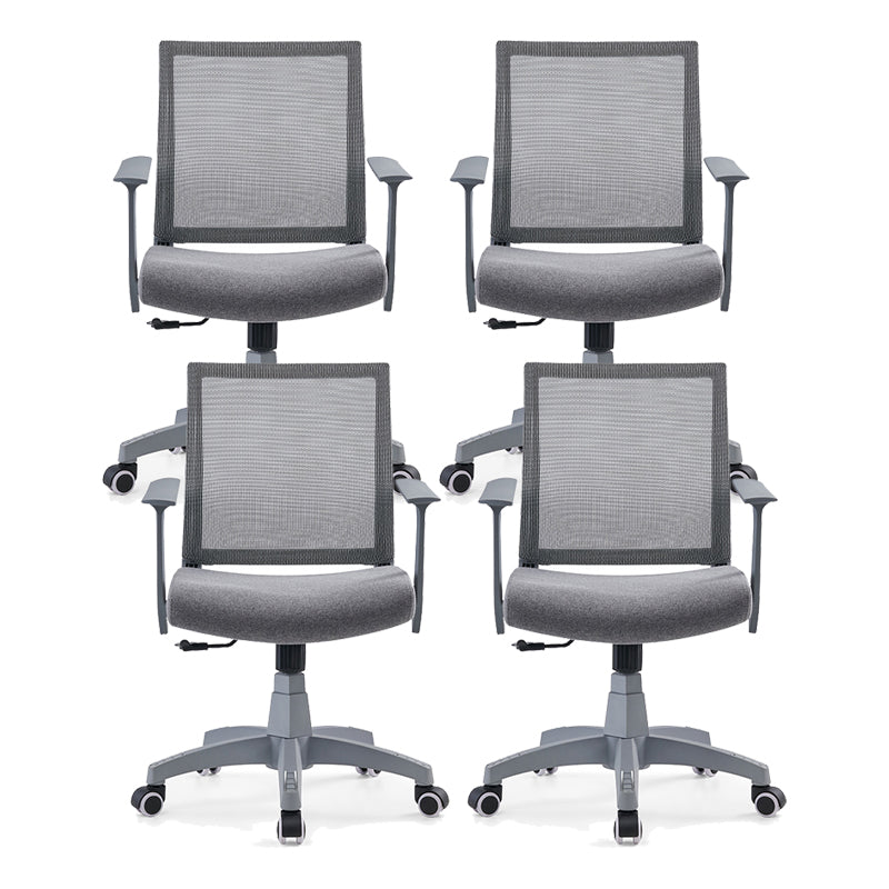 Mesh Mid Back Desk Chair Contemporary Fixed Arms Office Chair with Wheels