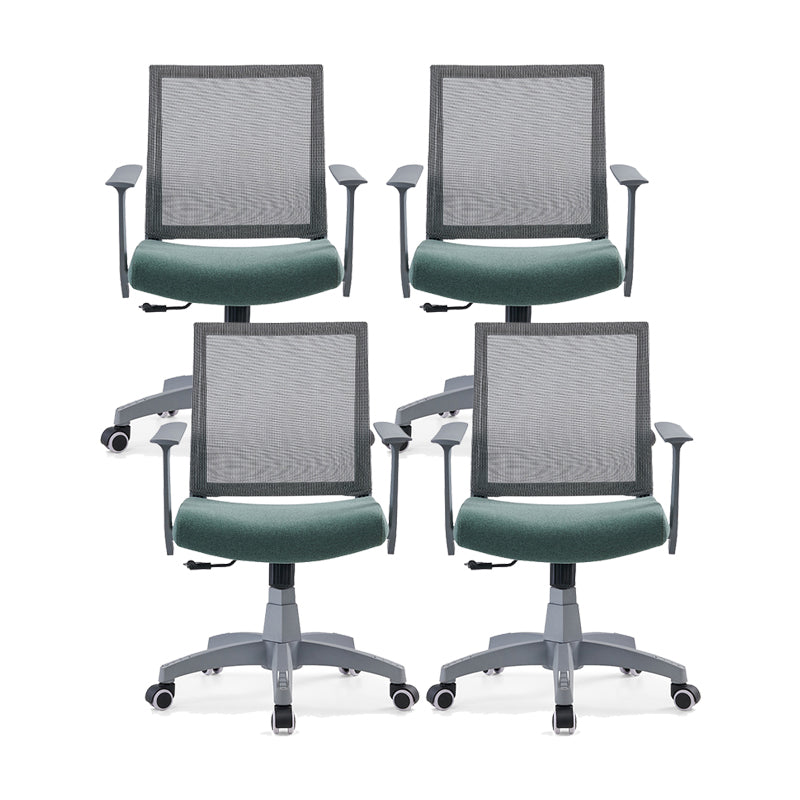 Mesh Mid Back Desk Chair Contemporary Fixed Arms Office Chair with Wheels