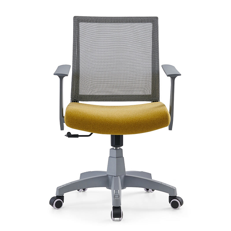 Mesh Mid Back Desk Chair Contemporary Fixed Arms Office Chair with Wheels