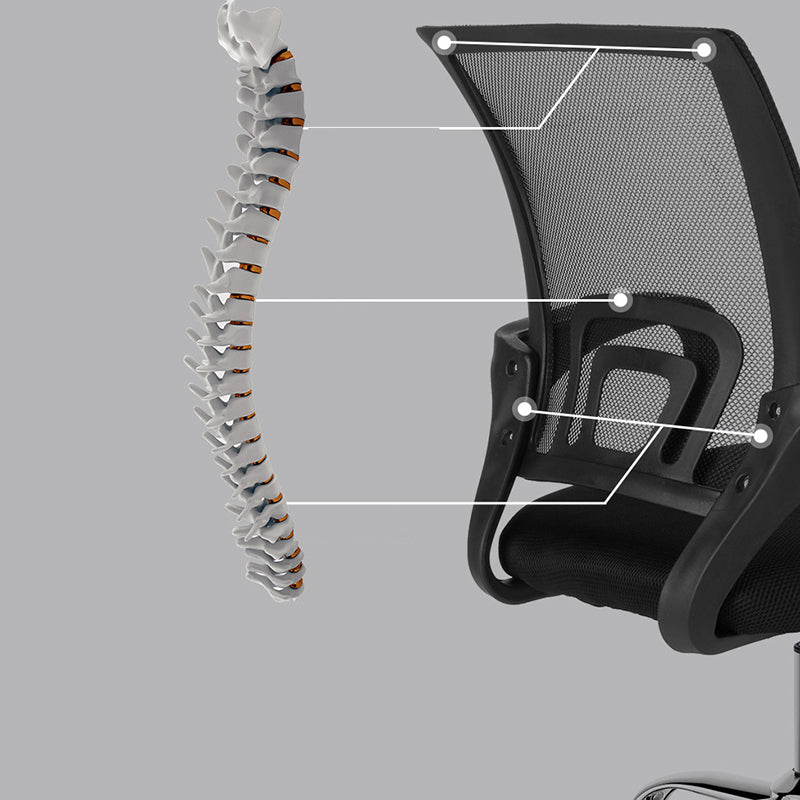 Contemporary Mid-Back Office Chair Fixed Arms Ergonomic Chair