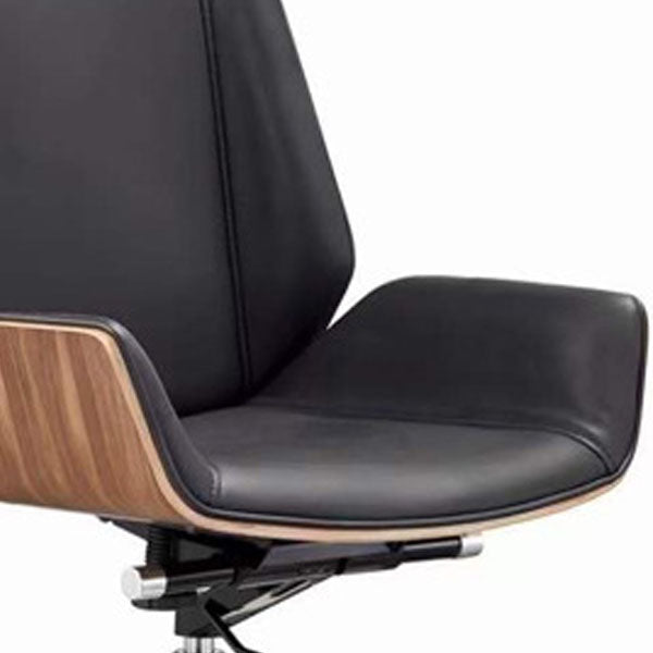 Modern Black Leather Desk Chair with Mid Back Home Office Chair